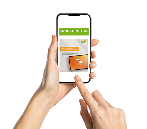 Ein Handy auf dem das Kundenportal aufgerufen wird
